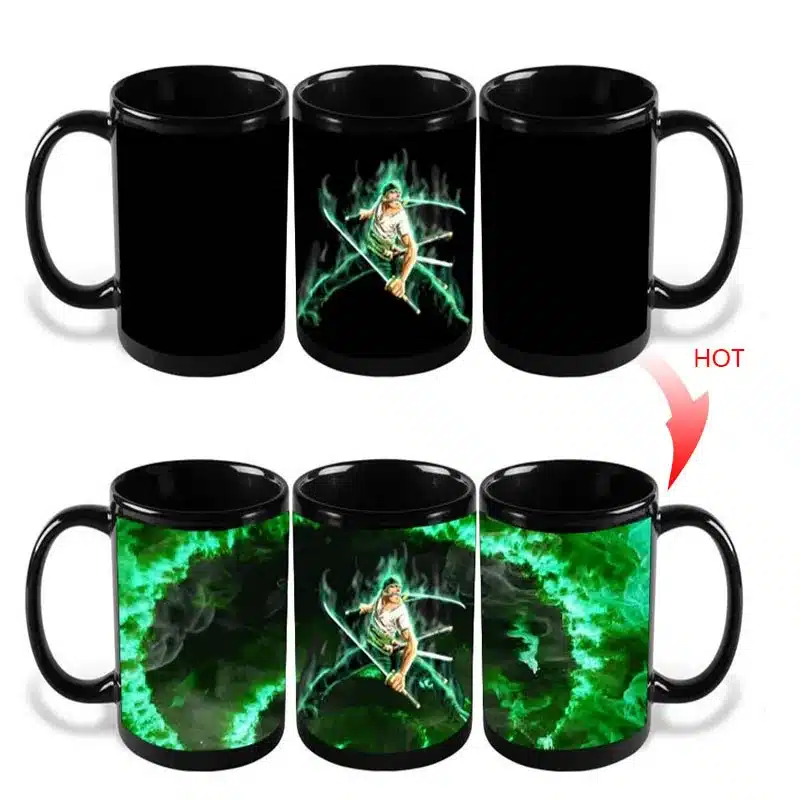Anime Coffee Mug One Piece Color Change Cup Luffy Zoro Ace Funny Printed Cups and Mugs Tea Milk Magic Ceramic Drinkware 2