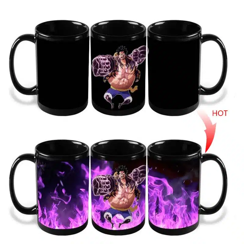 Anime Coffee Mug One Piece Color Change Cup Luffy Zoro Ace Funny Printed Cups and Mugs Tea Milk Magic Ceramic Drinkware 3