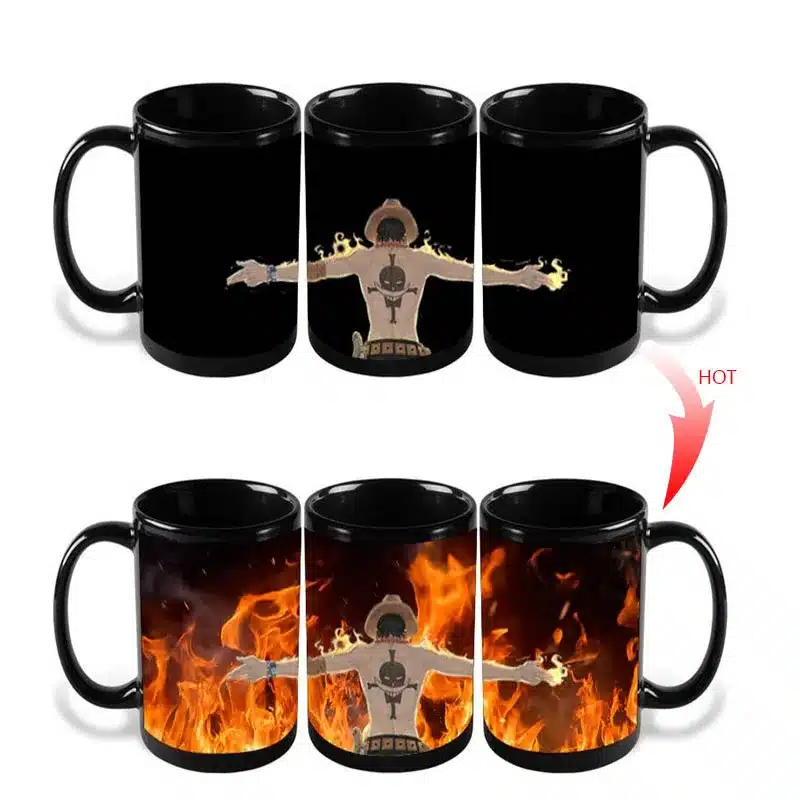 Anime Coffee Mug One Piece Color Change Cup Luffy Zoro Ace Funny Printed Cups and Mugs Tea Milk Magic Ceramic Drinkware 4