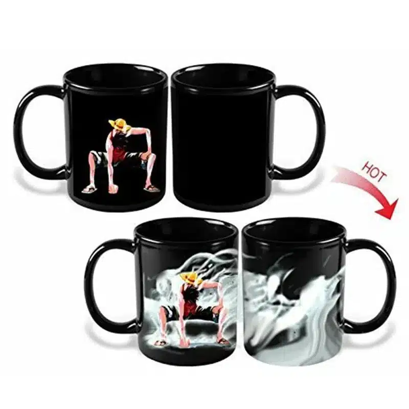 Anime Coffee Mug One Piece Color Change Cup Luffy Zoro Ace Funny Printed Cups and Mugs Tea Milk Magic Ceramic Drinkware 5