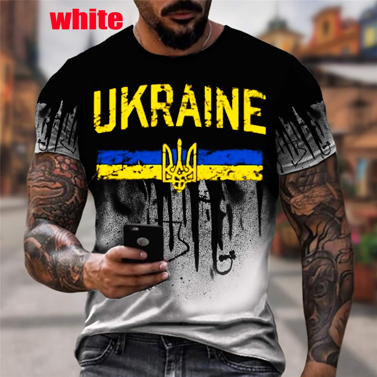 must T-särk Ukraina lipu ja kirjaga