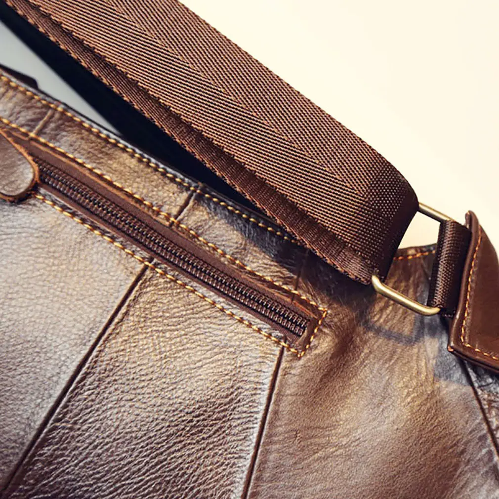High Quality Men Genuine Leather Cowhide Vintage Sling Chest Back Day Pack Travel fashion Cross Body Messenger Shoulder Bag 26