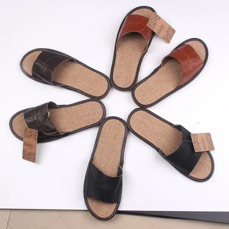 New 2016 Famous Brand Casual Men Sandals Summer Leather Linen Slippers Summer Shoes Flip Flops Fast Shipping 2