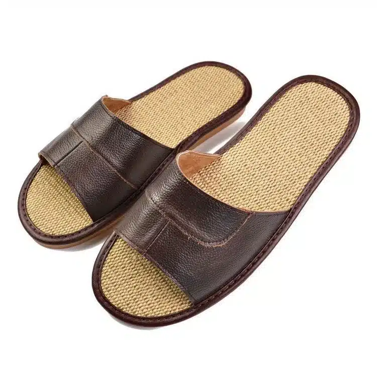 New 2016 Famous Brand Casual Men Sandals Summer Leather Linen Slippers Summer Shoes Flip Flops Fast Shipping 7