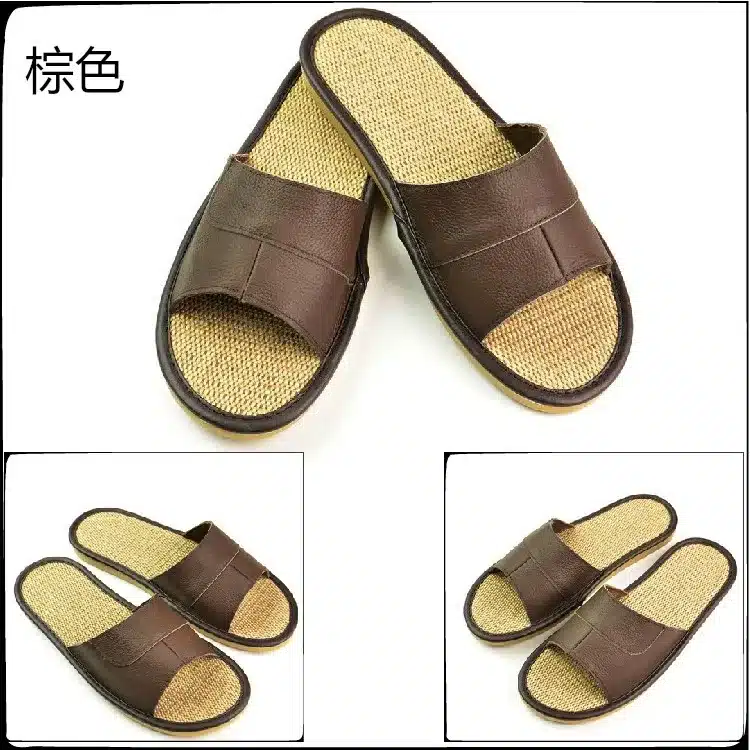 New 2016 Famous Brand Casual Men Sandals Summer Leather Linen Slippers Summer Shoes Flip Flops Fast Shipping 8