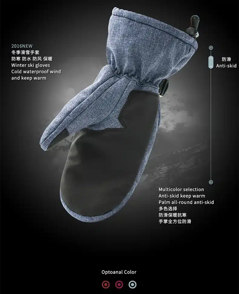 Boodun Windproof Waterproof Thermal Women Men Winter Ski Gloves Snowboard Snowmobile Moto Cycling Outdoor Sports Skiing Gloves 14