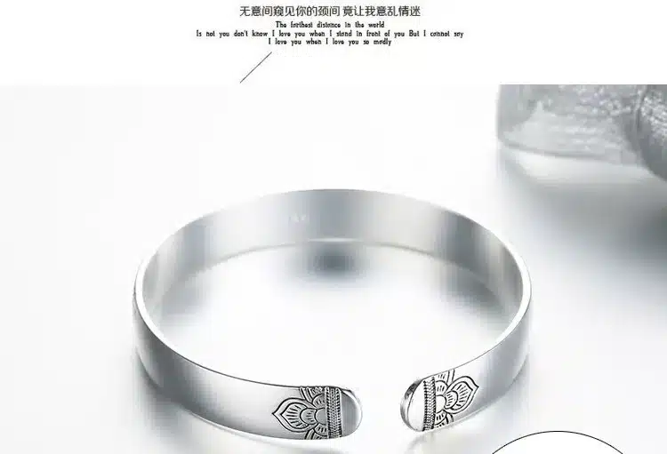 Lotus Thai Silver Brand bracelet retro silver leaf black bracelet Men Women New jewelry fashion retro high-quality Bangles 16