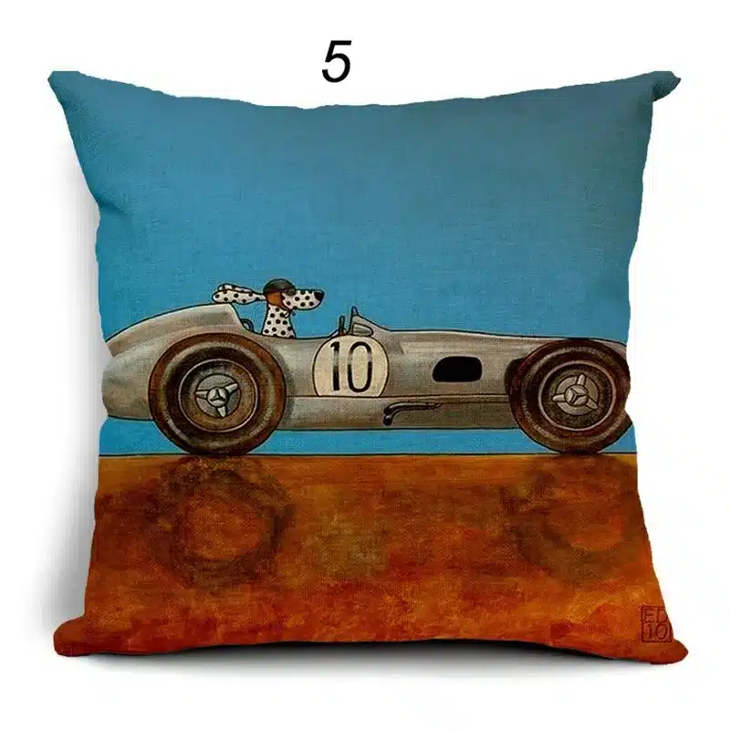 Hot Sale Pillow Lovely Cartoon Dog Driving Car Vintage Almofadas 45X45CM Linen Pillow Decorative Linen Cushion Cover 18