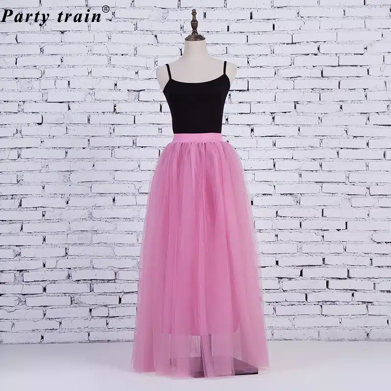 2018 Spring Fashion Womens Lace Princess Fairy Style 4 layers Voile Tulle Skirt Bouffant Puffy Fashion Skirt Long Tutu Skirts 34