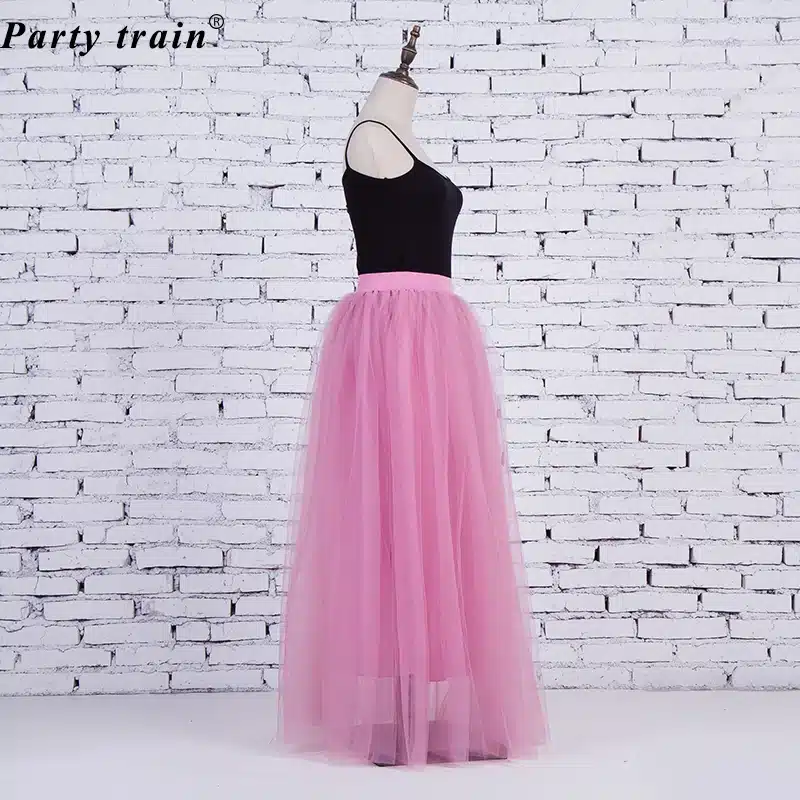 2018 Spring Fashion Womens Lace Princess Fairy Style 4 layers Voile Tulle Skirt Bouffant Puffy Fashion Skirt Long Tutu Skirts 35