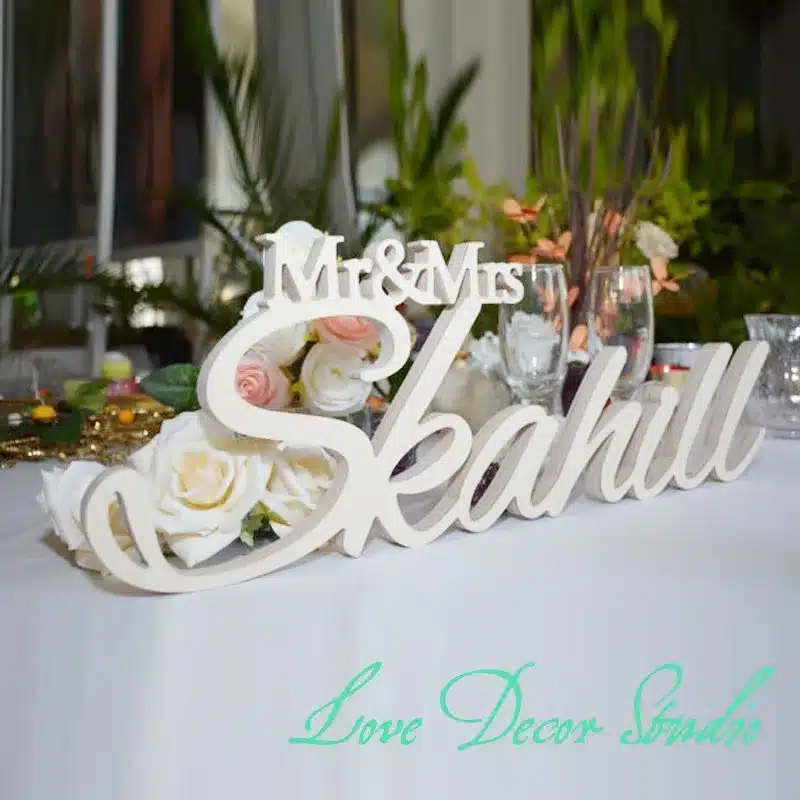 Custom white letter Mr and Mrs LAST NAME Wedding Wedding Sign Mr & Mrs Last Name Table Sign Wedding Decor 6" tall 2