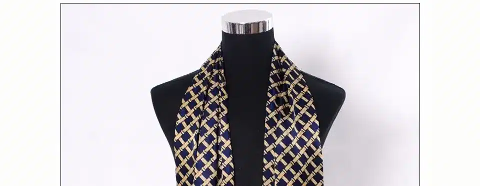 [BYSIFA] Men Black Gold Silk Scarves Winter Fashion Accessories 100% Natural Silk Male Plaid Long Scarves Cravat 160*26cm 12