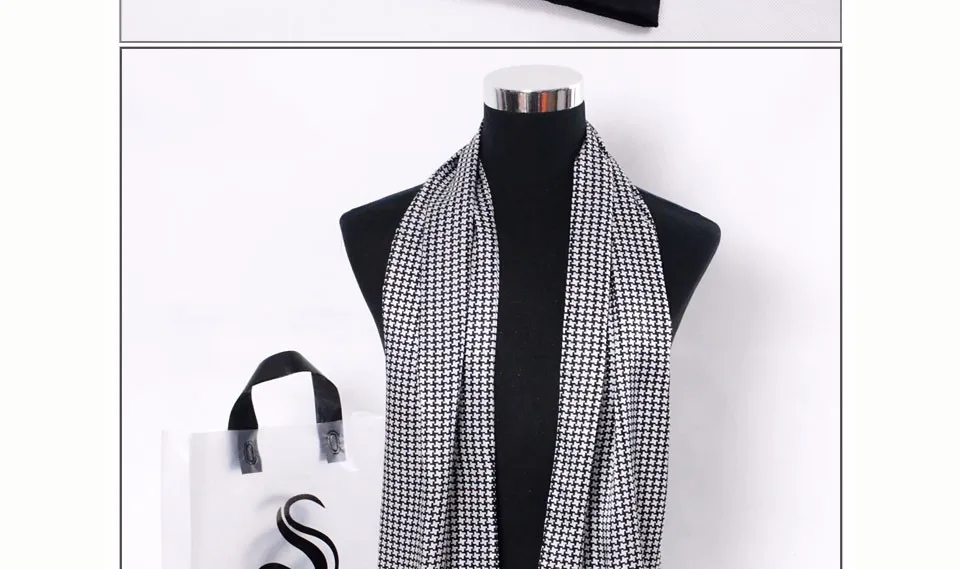 [BYSIFA] Men Black Gold Silk Scarves Winter Fashion Accessories 100% Natural Silk Male Plaid Long Scarves Cravat 160*26cm 24