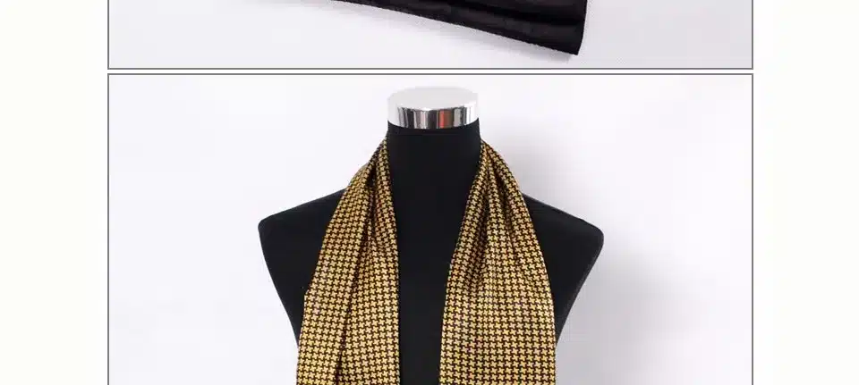 [BYSIFA] Men Black Gold Silk Scarves Winter Fashion Accessories 100% Natural Silk Male Plaid Long Scarves Cravat 160*26cm 29