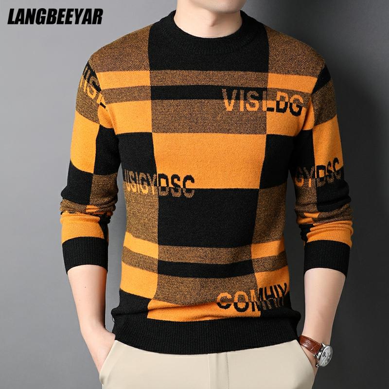 must ja oranž ruuduline meeste pullover pikkade varrukatega