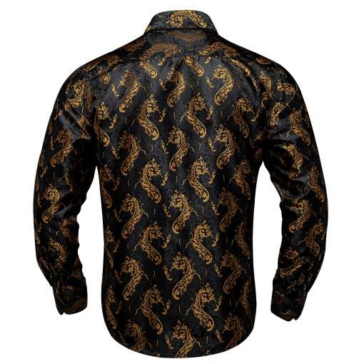 tume slim fit särk kuldsete mustritega