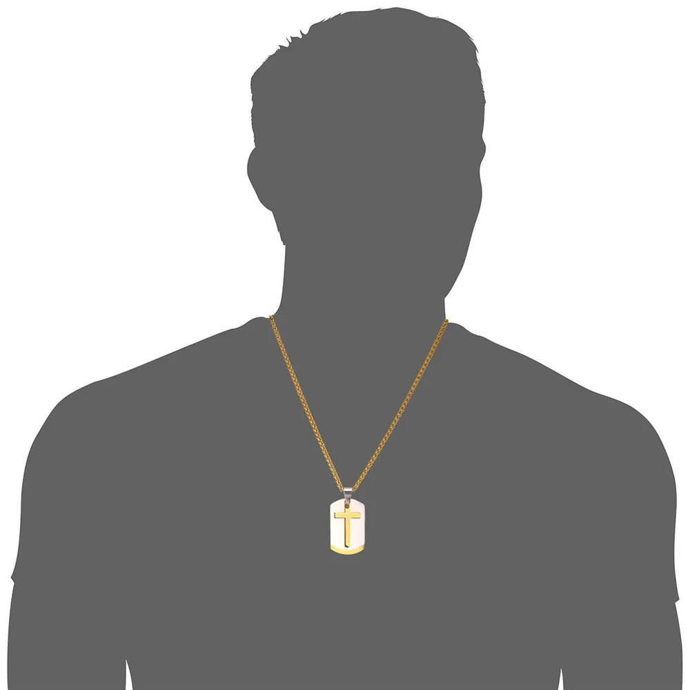 U7 Cross Necklaces Pendants Christian Jewelry Bible Lords Prayer Dog Tags Gold Color Stainless Steel Christmas Gift For Men P682 20