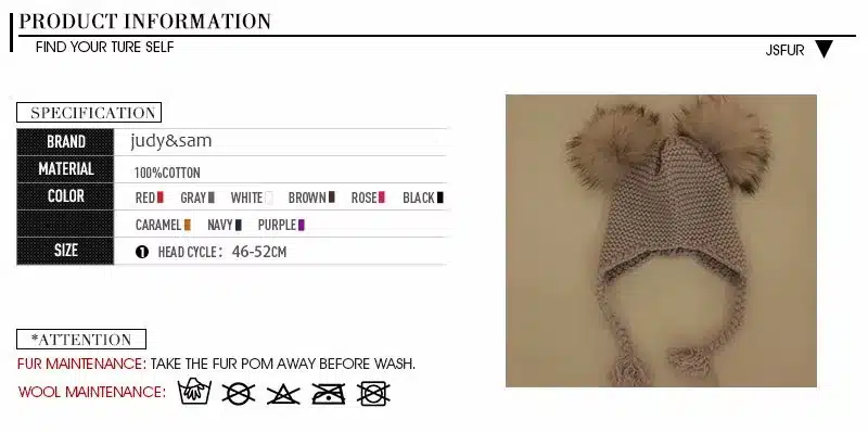 12 Colors Kids Winter Warm Crochet Tassel Hat for Girls Real Fur Pompom Cap Autumn Skullies Beanies Boys Knit Caps 4