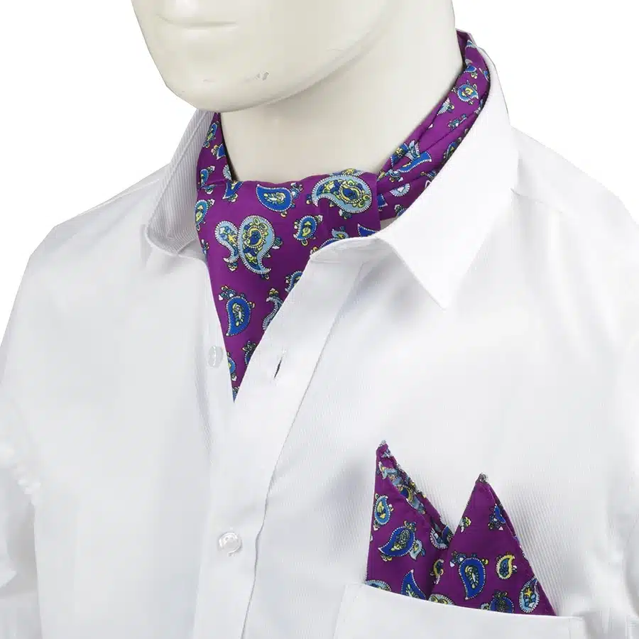 GUSLESON Fashion Brand Men Handkerchief Cravat Silk Paisley Pattern Gentlemen Dots Tie Wedding Ascot Bowtie Tuxedo 26