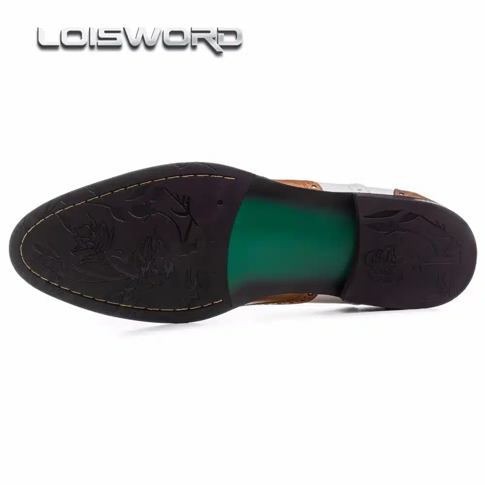LOISWORD Large size EUR45 black white / brown white mens wedding shoes genuine leather dress shoes formal oxfords shoes 9