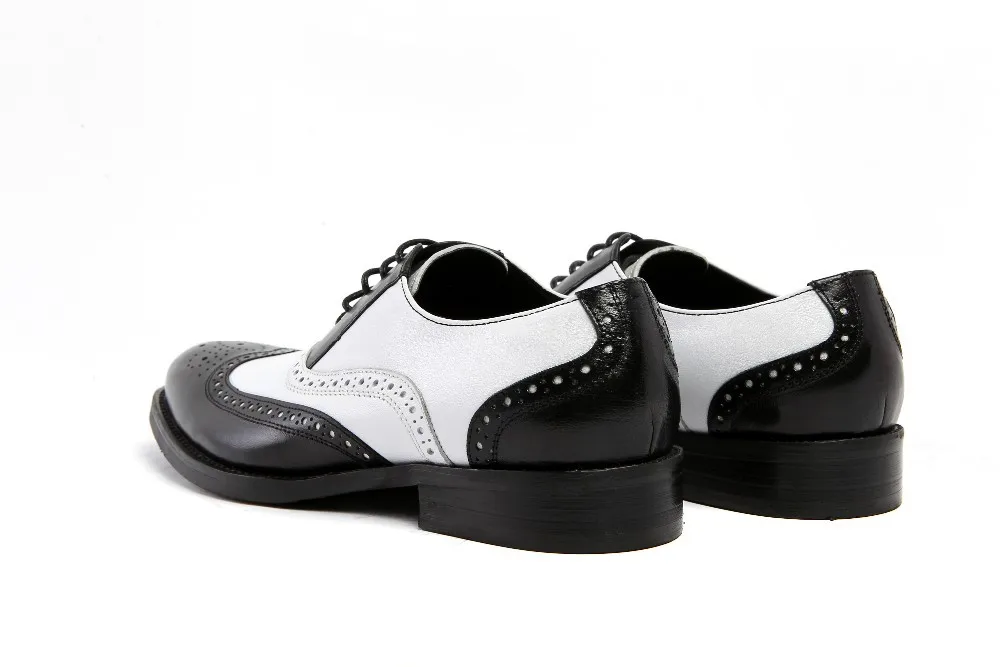 LOISWORD Large size EUR45 black white / brown white mens wedding shoes genuine leather dress shoes formal oxfords shoes 20