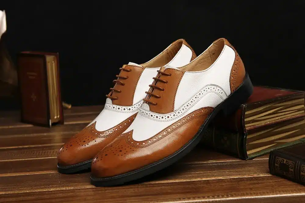 LOISWORD Large size EUR45 black white / brown white mens wedding shoes genuine leather dress shoes formal oxfords shoes 21