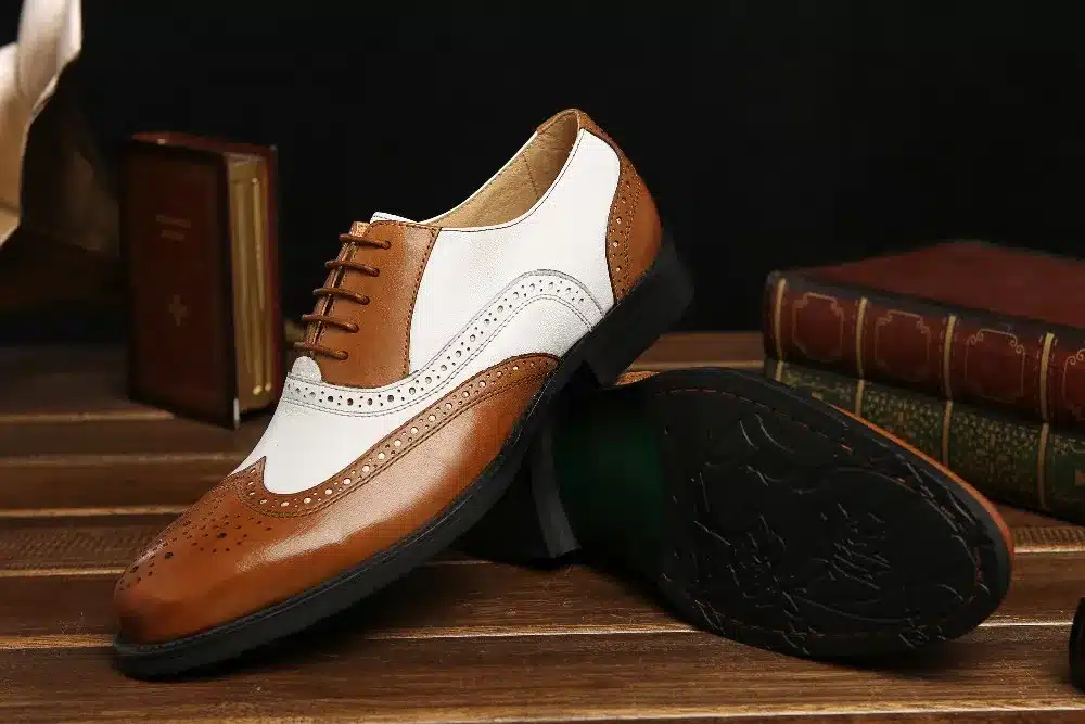 LOISWORD Large size EUR45 black white / brown white mens wedding shoes genuine leather dress shoes formal oxfords shoes 23