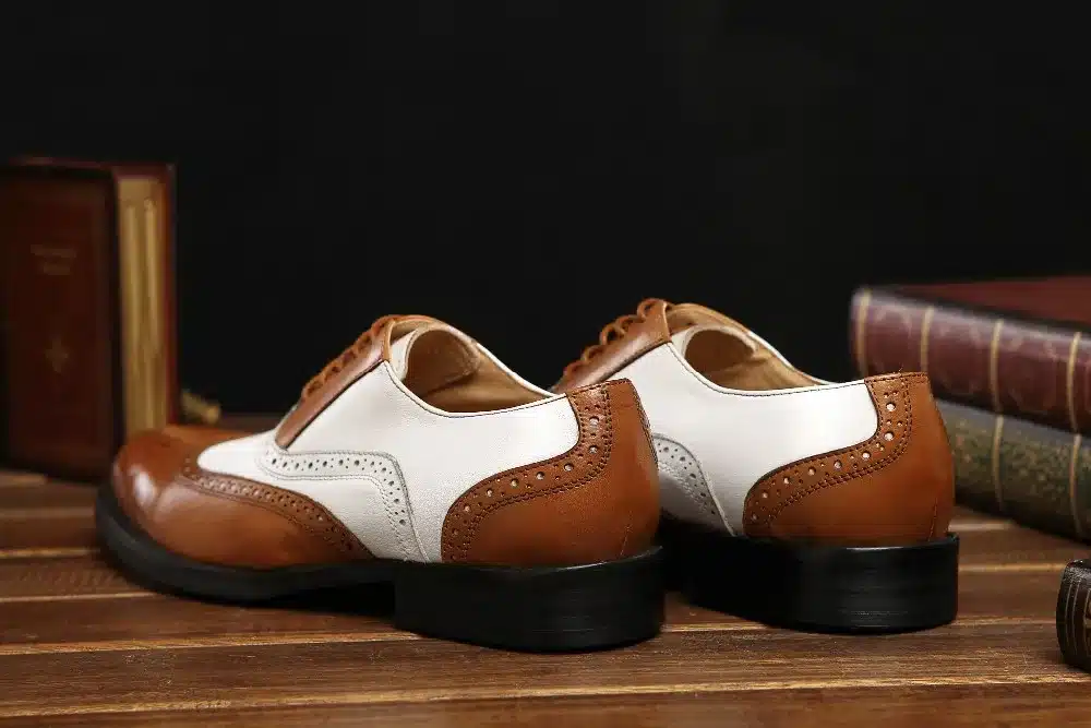 LOISWORD Large size EUR45 black white / brown white mens wedding shoes genuine leather dress shoes formal oxfords shoes 25