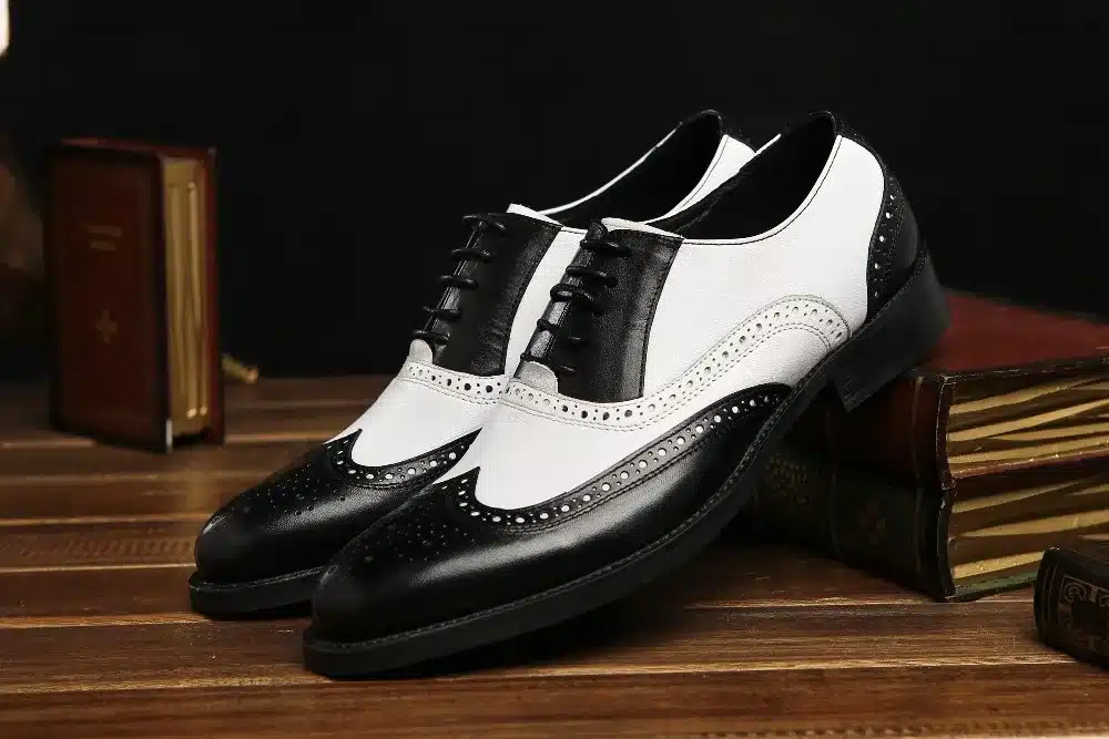 LOISWORD Large size EUR45 black white / brown white mens wedding shoes genuine leather dress shoes formal oxfords shoes 26