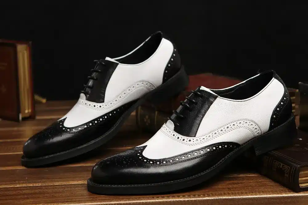 LOISWORD Large size EUR45 black white / brown white mens wedding shoes genuine leather dress shoes formal oxfords shoes 27