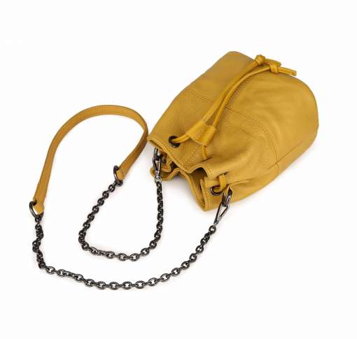 kollane nahast bucket kott metallist ketiga