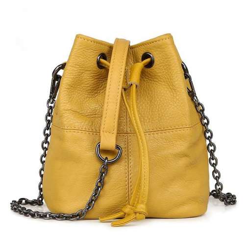 kollane nahast bucket kott metallist ketiga
