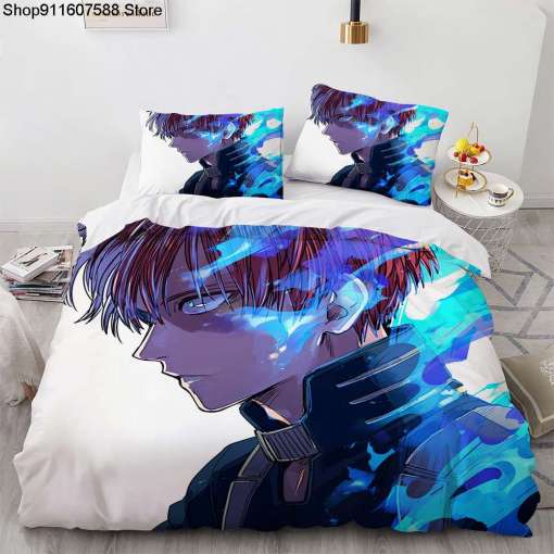 voodipesukomplekt anime tegelasega sinistes toonides