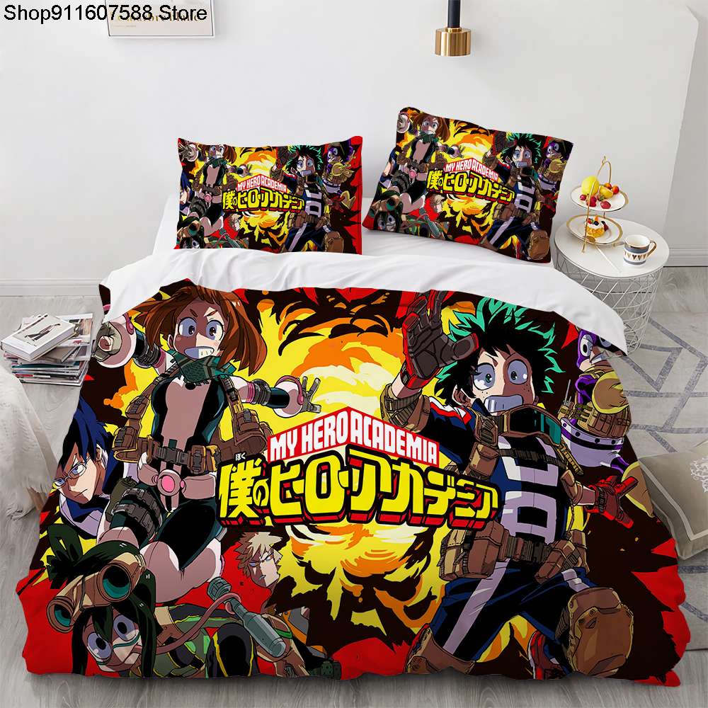 voodipesukomplekt anime tegelaste ja erksate värvidega