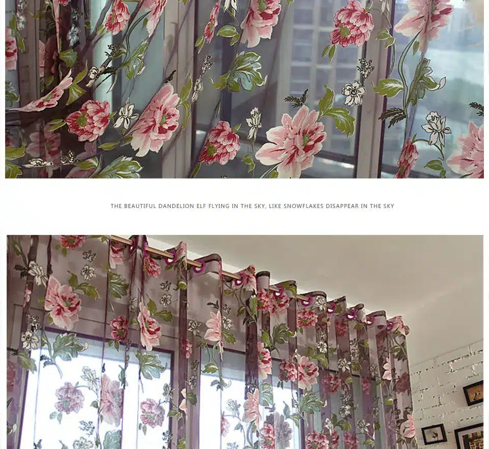 Floral Home Fabric Sheer Tulle Curtains For Living Room Children Bedroom Kitchen Door Curtains For Window Black Cortinas D 19