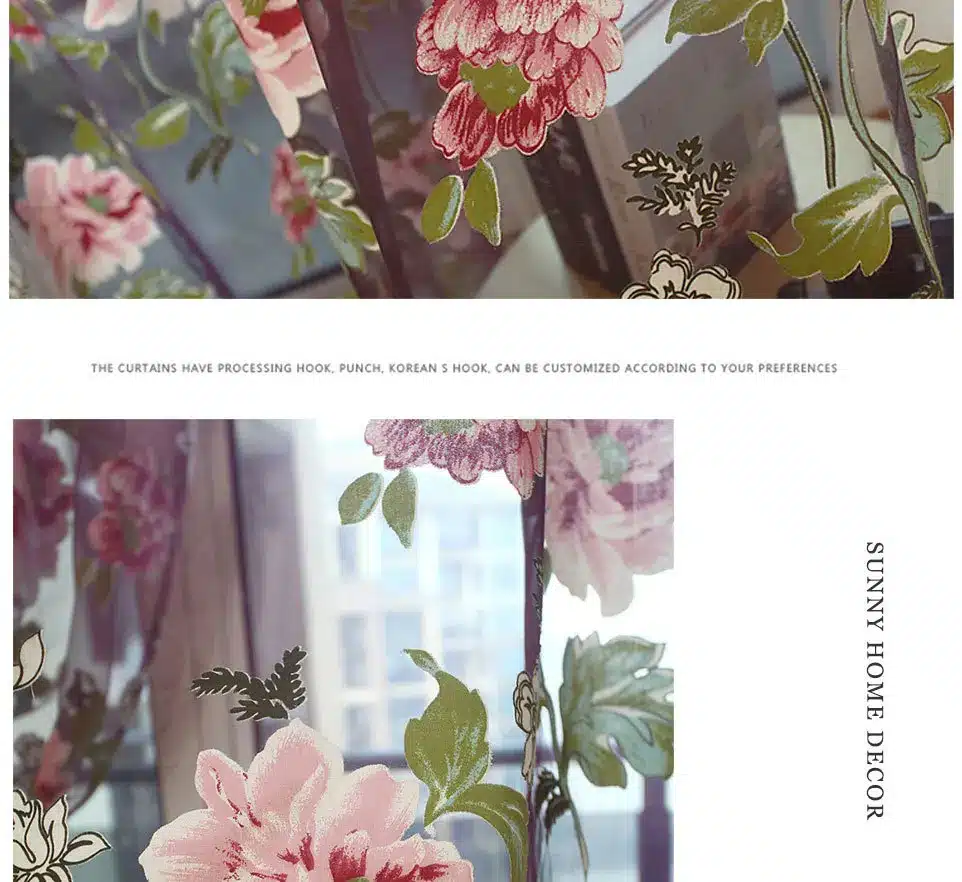 Floral Home Fabric Sheer Tulle Curtains For Living Room Children Bedroom Kitchen Door Curtains For Window Black Cortinas D 22
