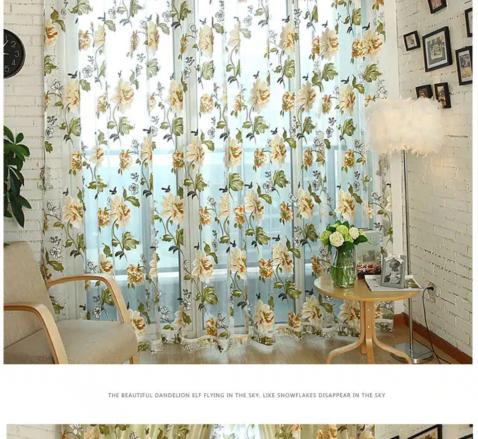 Floral Home Fabric Sheer Tulle Curtains For Living Room Children Bedroom Kitchen Door Curtains For Window Black Cortinas D 24