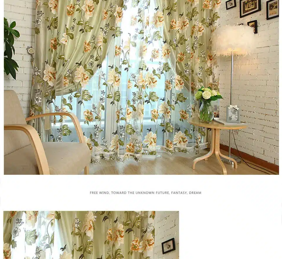Floral Home Fabric Sheer Tulle Curtains For Living Room Children Bedroom Kitchen Door Curtains For Window Black Cortinas D 25