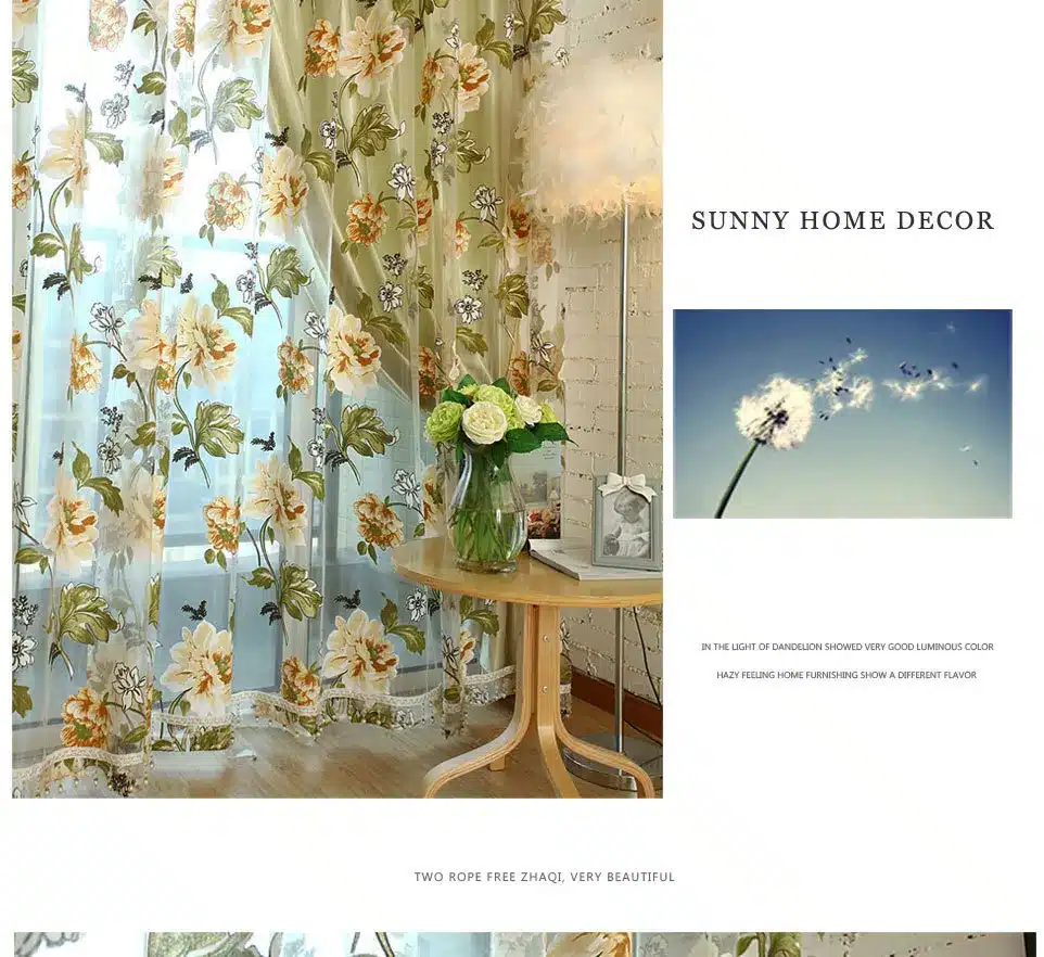Floral Home Fabric Sheer Tulle Curtains For Living Room Children Bedroom Kitchen Door Curtains For Window Black Cortinas D 26