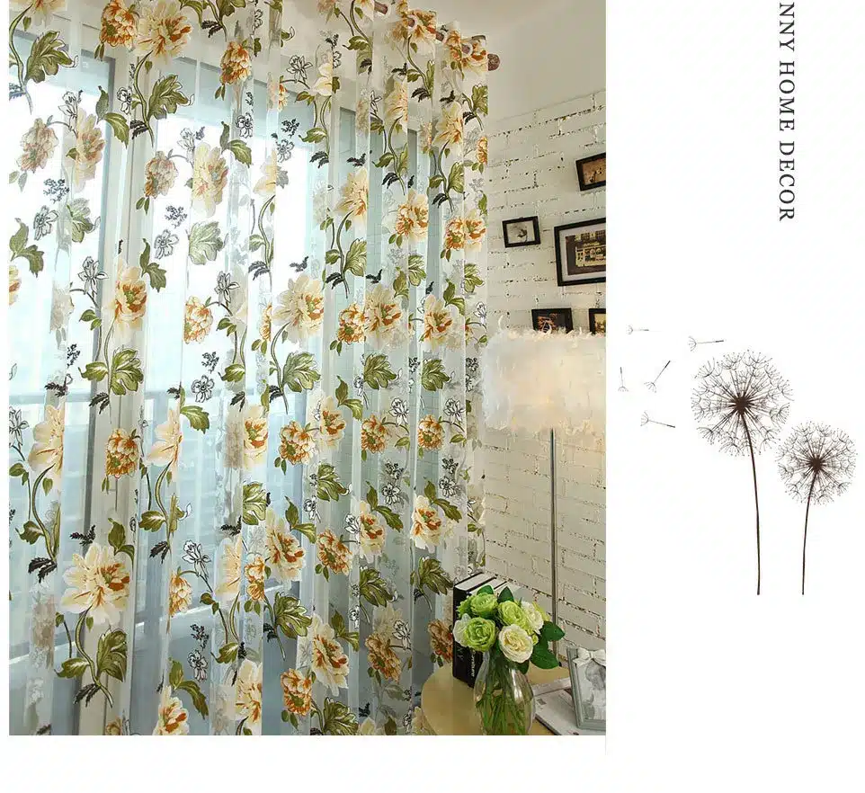 Floral Home Fabric Sheer Tulle Curtains For Living Room Children Bedroom Kitchen Door Curtains For Window Black Cortinas D 28