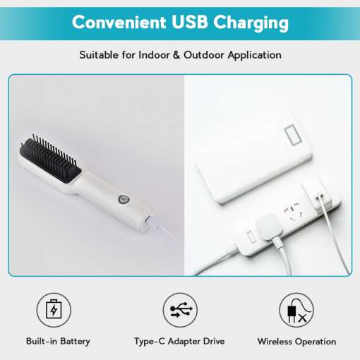 valge sirgendav kamm koos USB laadijaga