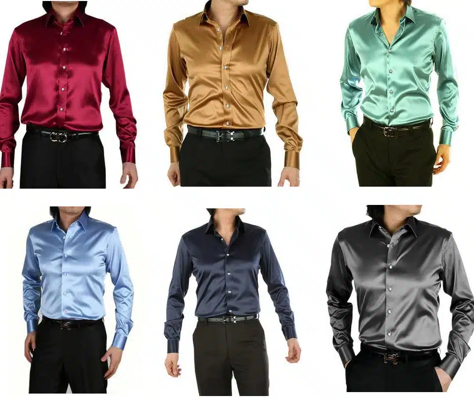 2017 long sleeve autumn spring thin fashion loose casual silk men dress shirt plus size plus size soft male good quality top 6