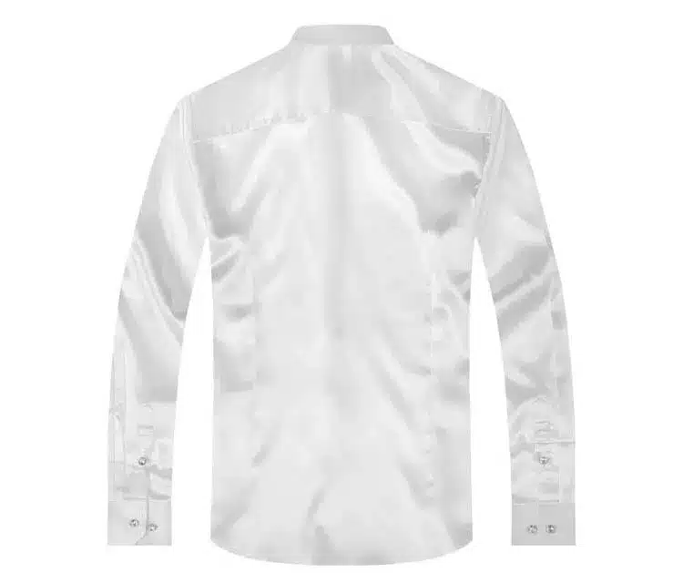 2017 long sleeve autumn spring thin fashion loose casual silk men dress shirt plus size plus size soft male good quality top 25