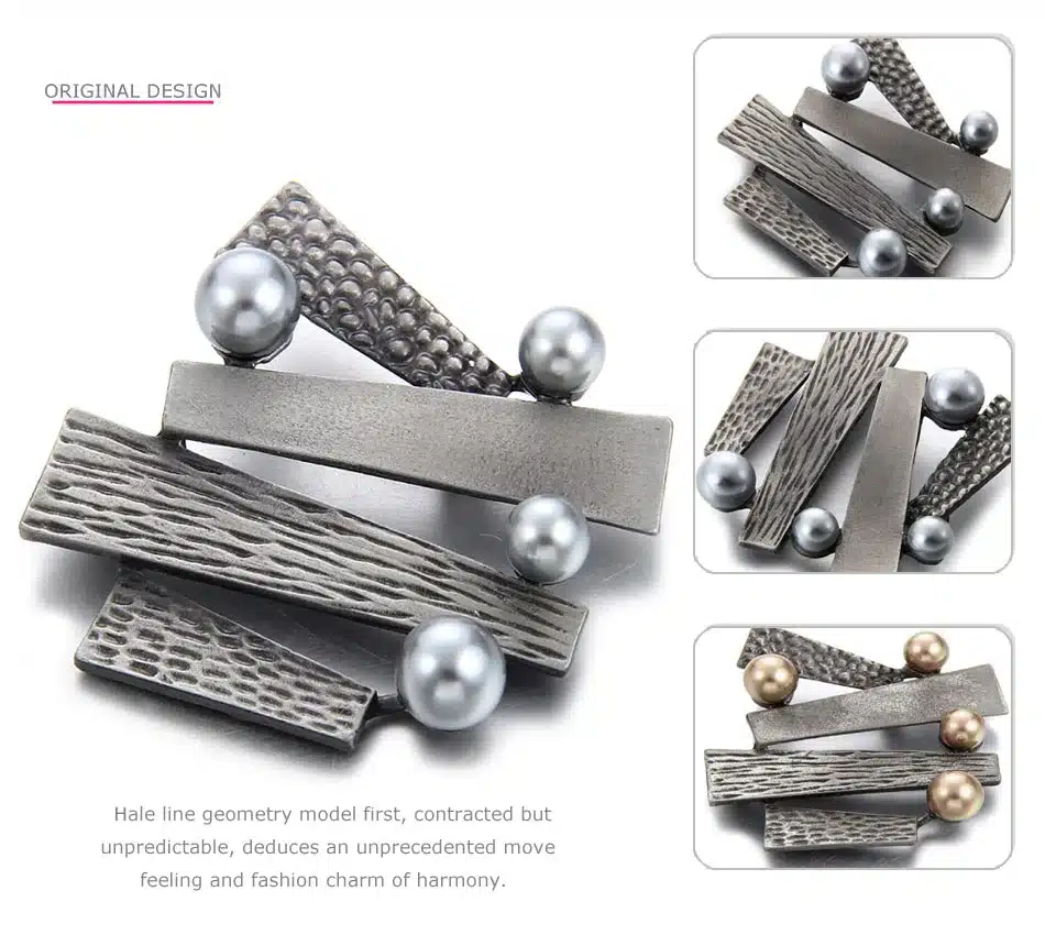 Mloveacc Brand Antique Metal Simulated Pearls Brooches And Pins For Women Fashion Boho Geometric Brooches Jewelry 11