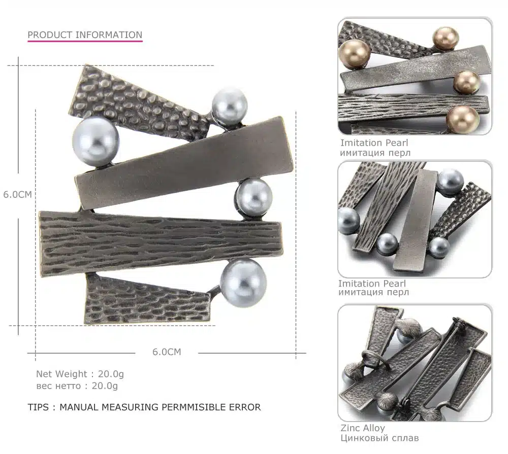 Mloveacc Brand Antique Metal Simulated Pearls Brooches And Pins For Women Fashion Boho Geometric Brooches Jewelry 13