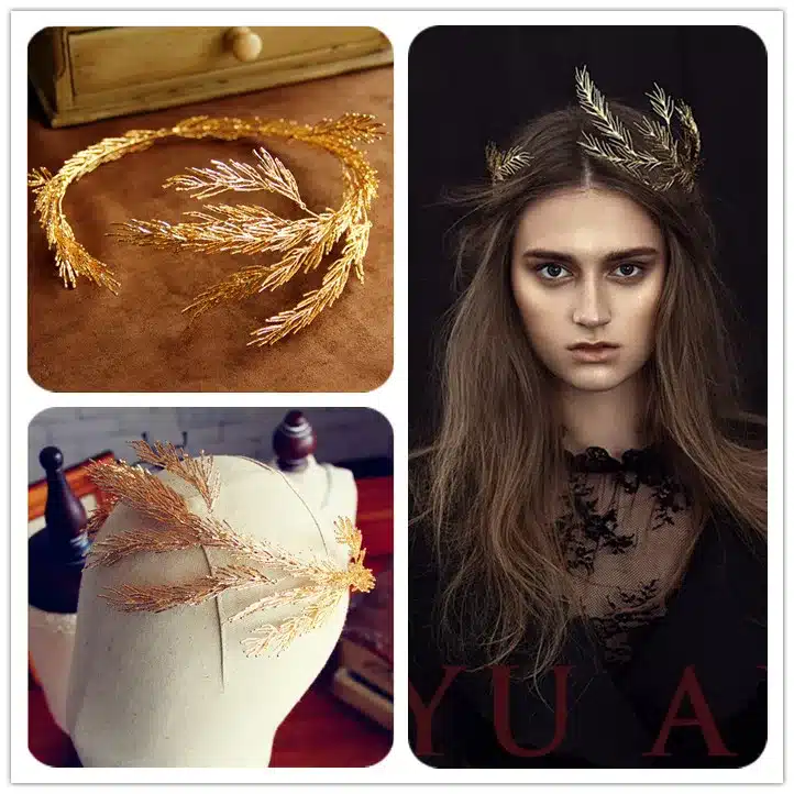 Baroque crowns gold leaf headband hair jewelry wedding hair accessories princess tiara Handmade Bridal Headpiece Headbands 11