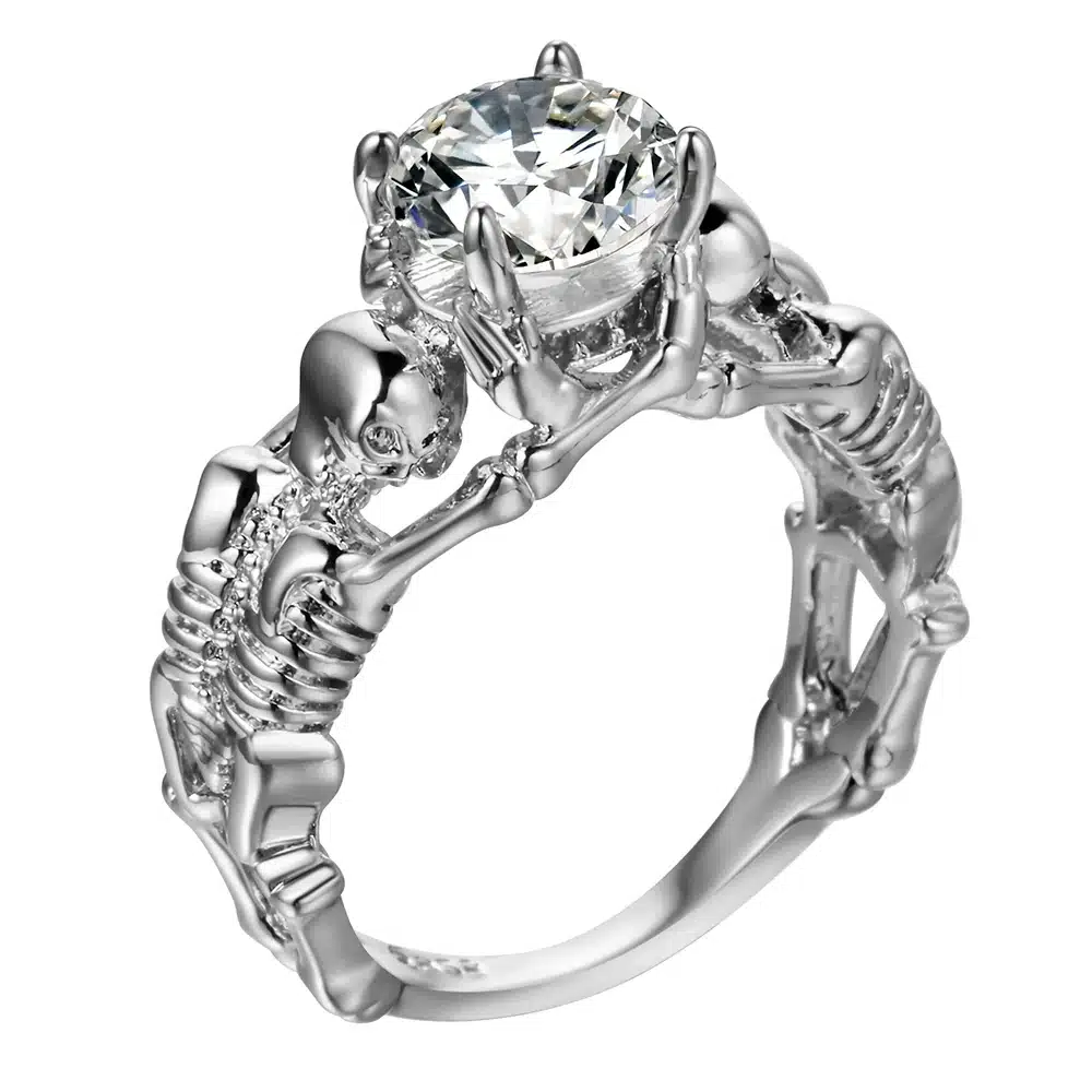 UFOORO Ghost evil Skull skeleton Hand CZ Ring European and American Punk style Motor Biker Men Ring 2017 new skull men's jewelry 15