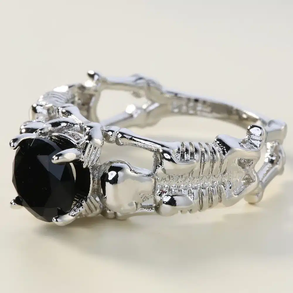 UFOORO Ghost evil Skull skeleton Hand CZ Ring European and American Punk style Motor Biker Men Ring 2017 new skull men's jewelry 20