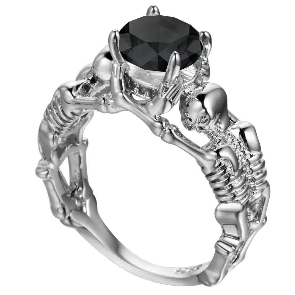 UFOORO Ghost evil Skull skeleton Hand CZ Ring European and American Punk style Motor Biker Men Ring 2017 new skull men's jewelry 22