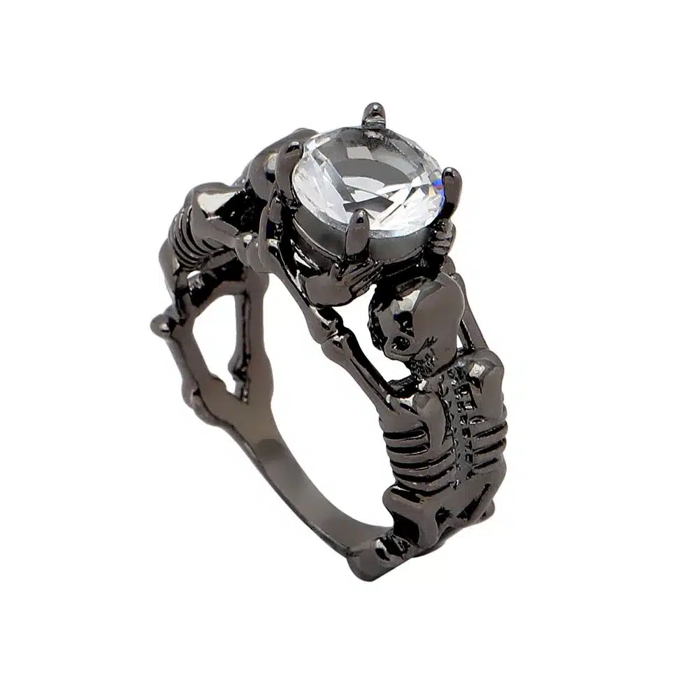 UFOORO Ghost evil Skull skeleton Hand CZ Ring European and American Punk style Motor Biker Men Ring 2017 new skull men's jewelry 23